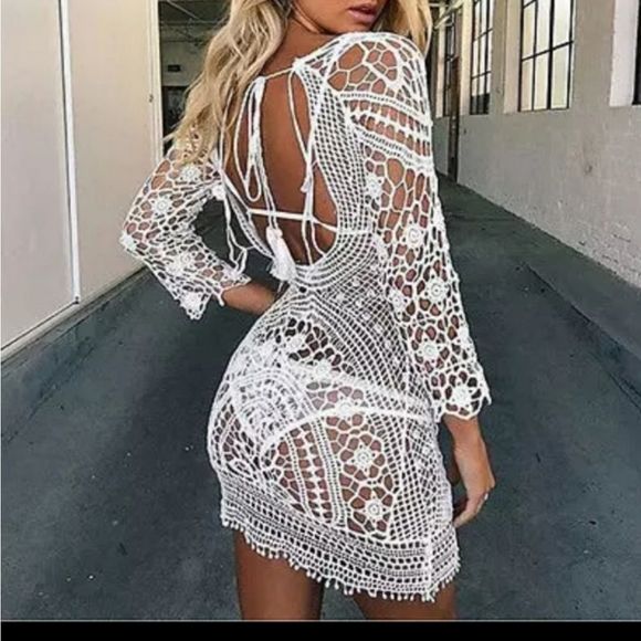 Beach bikinis cover openwork lace Dress Sexy Hollo - Picture 3 of 6